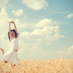 Woman jumping for joy