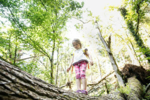 Determined little girl facing her fear