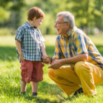 grandfather listening to Grandson