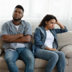 Couple in a toxic relationship pattern ignoring each other