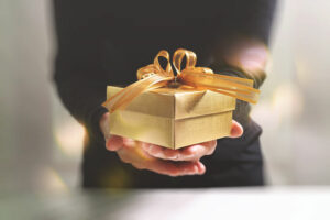 man giving gift