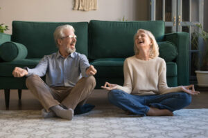 Couples practicing mindfulness at home