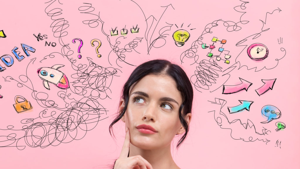 young woman having many thoughts